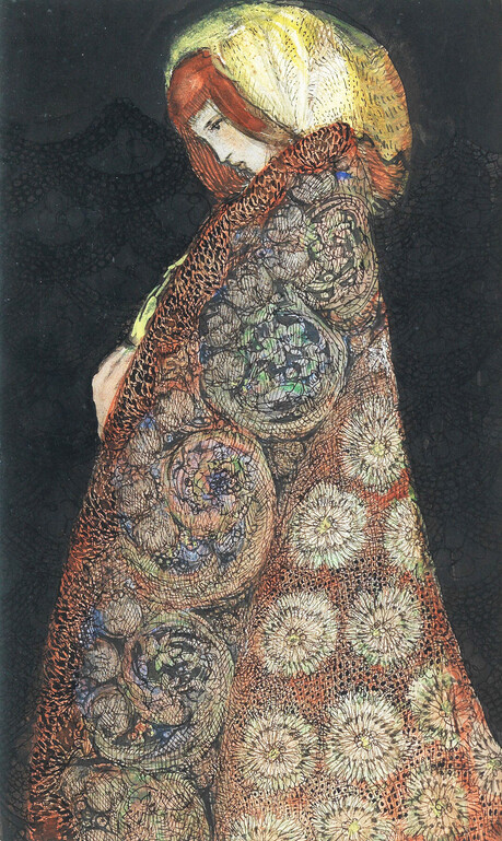 [이 그림] 애니 프렌치의 'Lady in Cloak', 섬세한 장식미술로 빚어낸 환상의 세계