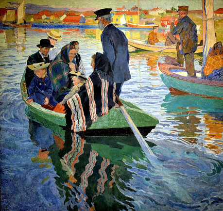 [이 그림] 스웨덴 국민화가 칼 빌헬름손의 '배 위의 교회 신자들', 종교적 엄숙함과 빛의 시학이 만나다!